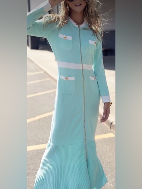 Dresses & Skirts - Aleeza Paris NWT Jelly Mint Green L (fitted M) Zip Front with White Trim
